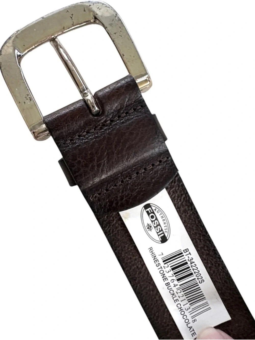 EUC Fossil Leather Rhinestone Buckle Belt Brown Size Small Brown
